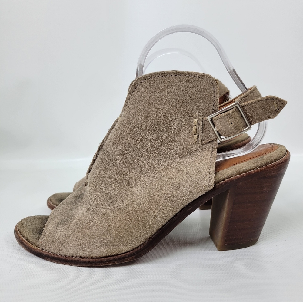 FRYE Courtney Suede Leather Peep Toe Sling Bootie
